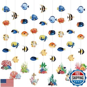 45 Pcs Tropical Fish Decorations Under The Sea Party Banners Ocean Themed Par - Picture 1 of 5