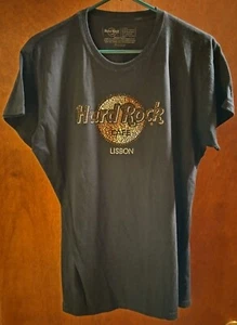 LISBON BLING HARD ROCK CAFE Black XL T-shirt Women's 28¾"L X 20" Across Chest - Picture 1 of 4