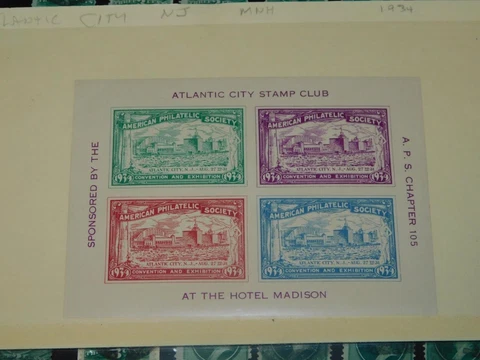 A.P.S. CHAPTER 105, ATLANTIC CITY STAMP CLUB, CONVENTION & EXHIBITION, 1934 Cover