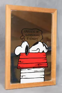 Espejo vintage con marco de madera Peanuts Snoopy creo en la conservación de la energía - Imagen 1 de 4