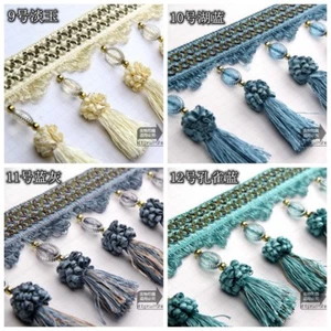 1M Lace Trimming Tassel Ribbon Floral Upholstery Craft for Curtain Drape Decor - Picture 1 of 17