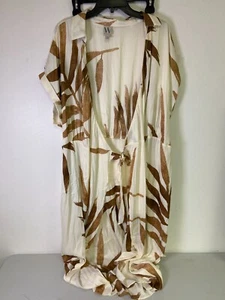 Worthington Women's Leaf Patterned Short Sleeve Kimono Sz 1X Color: Giant Fronds - Picture 1 of 15