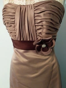 Vestido Eden Maids marrón rosado sin tirantes ajustado parte inferior completa talla 8 nuevo con etiquetas - Imagen 1 de 9