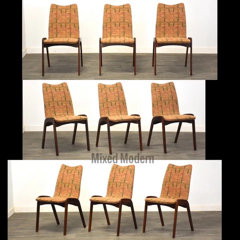 Mid Century Modern Walnut Dining Chairs - Set of 9 Cover