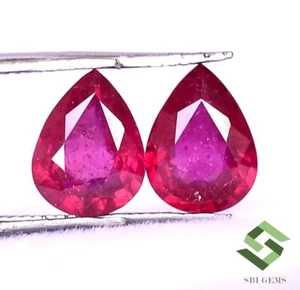 8x6 mm Natural Ruby Pear Cut Pair 2.77 CTS Calibrated Loose Gemstones GF - Picture 1 of 7
