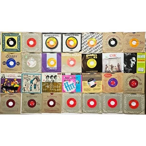 7" Records Lot #174: 28 UNTESTED Vintage 45s in Record Company & Picture Sleeves - Picture 1 of 24