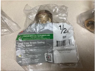 VALVE, CHECK SWING BRASS LEAD FREE AMERICAN G31 1/2" AS SHOWN  - Imagem 1 de 2