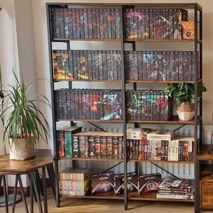 Large Industrial Bookcase Display Storage Shelving Unit Metal Slim Rustic Style - Picture 1 of 5