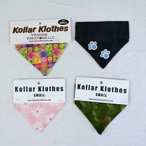 Lot of 4 Small Dog Collar Covers Bandanna Scarf No Choke Flowers Paws Scooby Doo - Picture 1 of 10