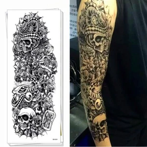 Temporäres Tattoo Totenkopf Schlange Tätowierung Design Körperkunst Klebetattoo - Bild 1 von 5