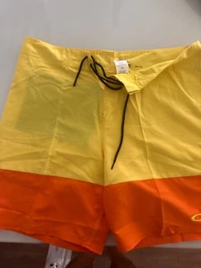 OAKLEY Men's Beach Swim SHORT SIZE 34 COLOR YELLOW /ORANGE FAST SHIP - Picture 1 of 7