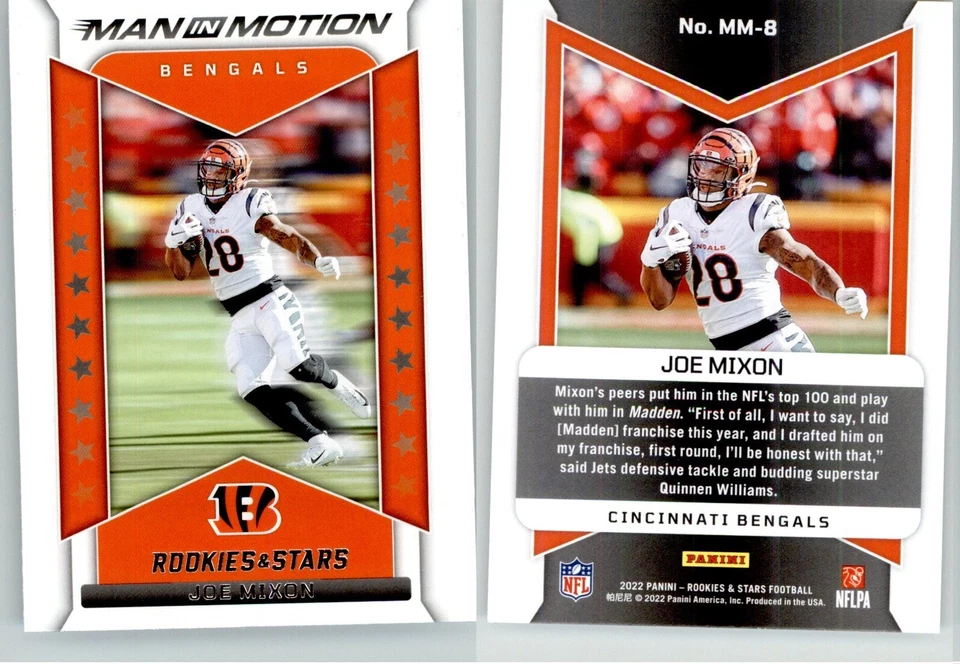 Joe Mixon 2022 Panini Rookies & Stars Man In Motion #MM-8 Cincinnati Bengals - Image 1 of 1