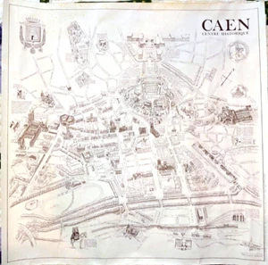 1984 Map Historic Caen Centre Normandy France Bird's Eye View City Plan - Picture 1 of 8