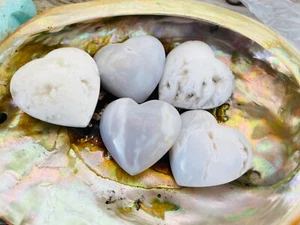 1X Snow White Agate Heart Druzy 2” Reiki Healing Crystal Selected from Lot Shown - Picture 1 of 11