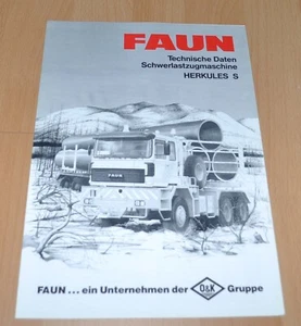 1987 Faun Herkules S Ballast Tractor Datos técnicos Truck Brochure Folleto - Imagen 1 de 3