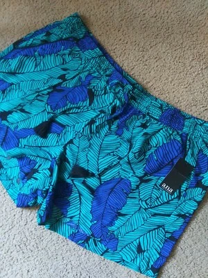 NUEVO CON ETIQUETAS A.N.A 2XL (XXL) Pantalones Cortos Pull On Bolsillos Azul Estampado de Palma Cordón con Borlas Foto 1 de 4