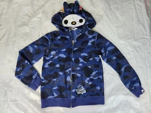 A BATHING APE x Sanrio My Melody Bape Camo Blue Baby Milo Full Zip Hoodie Rare S - Picture 1 of 12
