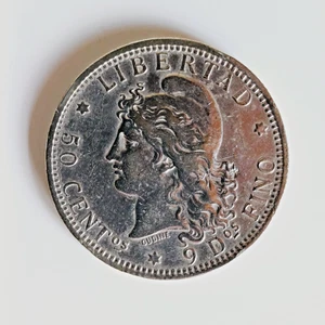 Argentinien - 1883 - 50 Centavos - 900 er Silber - ca. 12,23 g - Oudine Libertad - Bild 1 von 4