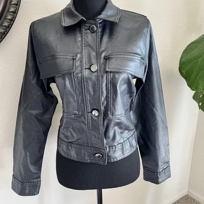 Abrigo Chaqueta Moto Rebecca Minkoff RM Mujer Brillo Plateado Negro Gris Carbón Foto 1 de 4
