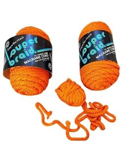 Lote de Cordón Artesanal Macramé Trenzado Vintage 8mm 100% Polipropileno Años 70 Naranja - Imagen 1 de 5