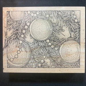 Guirnalda grande de adornos de sello de goma de fondo de Navidad rama de pino 5x4,5 - Imagen 1 de 4