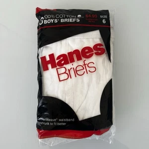 Nuevo de Lote Antiguo 1987 Hanes Blanco Paquete de 3 Calzoncillos Ropa Interior 100% Algodón Niño Talla 6 - Imagen 1 de 3