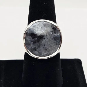 VTG SILPADA Sterling Silver Wavy Feldspar Blue Grey Gemstone Ring Size 8 - 9.8g - Picture 1 of 7