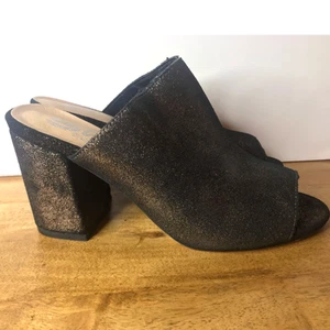 Sbicca Bronze Mule Block Heel Open Toe Sandals Womens 8 Metallic - Picture 1 of 11