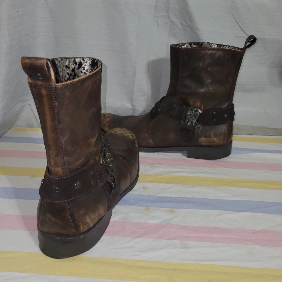 Lounge by Mark Nason U Rock 71762 Cross Leather Boots Men's Size 9 Dark Brown - Image 1 of 4