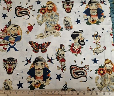 ALEXANDER HENRY Fabric - REFUSE TO SINK - Nautical - Seamen - (18") HALF yard