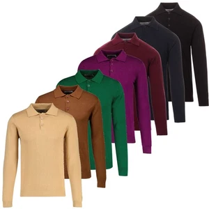 NEU MADCAP HERREN RETRO 60er 70er MOD GESTRICKTES LANGARM POLOSHIRT Brando MC250 - Bild 1 von 29