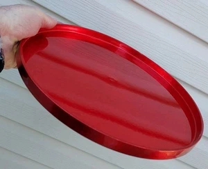 Red Plastic Analyzed 12 Inch Round Serving Tray Cake Tray cocktails Bar Ware - Picture 1 of 16