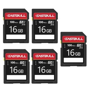 5Pack of SD Card 16GB EASTBULL Class 10 SD Card U1 V30 High Speed 100MB s Read S - Picture 1 of 5