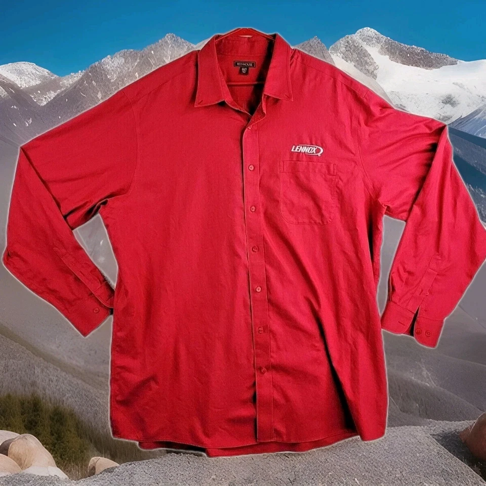 Camisa de bolsillo de manga larga roja con logotipo de Lennox para hombre 3XL Foto 1 de 4