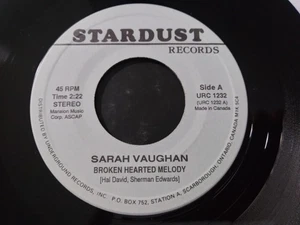 Sarah Vaughan & Dusty Springfield UNPLAYED Reissue Canada 45RPM Stardust Record - Picture 1 of 2