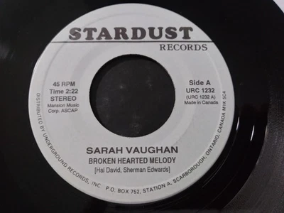 Sarah Vaughan & Dusty Springfield UNPLAYED Reissue Canada 45RPM Stardust Record - Image 1 of 2