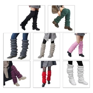Womens Fashion Winter Leggings Warm Boots Socks Chunky Knitted Furry Leg Warmers - Picture 1 of 15
