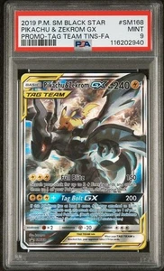 Pokemon Pikachu & Zekrom GX Tag Team Tins Full Art Promo SM168 PSA 9 Mint - Picture 1 of 2