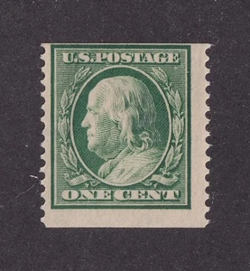 MATT'S STAMPS SCOTT #387 BENJAMIN FRANKLIN 1-CENT 1910 COIL ISSUE, MH CV$200 - Picture 1 of 3