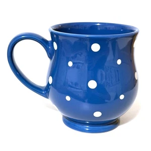 Coffee Mug Temptations by Tara Blue Polka Dot 16 oz Black & White Pedestal Cup - Picture 1 of 3