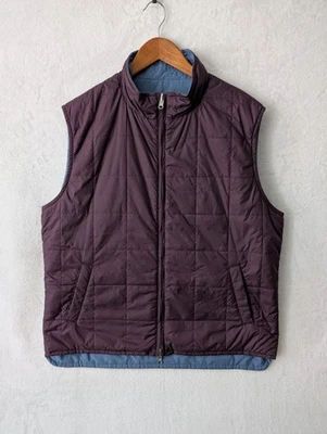 Peter Millar 背心男式大号蓝色紫色双面全拉链绗缝口袋 — 第 1/4 张图片