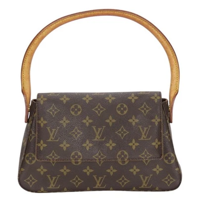 Bolsa de ombro usada Louis Vuitton mini looping M51147 monograma/nume couro marrom - Imagem 1 de 4