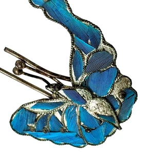 Broche broche de mariposa pluma azul martín pescador peine de pelo pieza decoración coral #12 de colección - Imagen 1 de 5