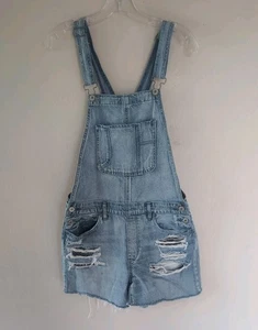 American Eagle Overalls Shorts Denim Size Medium TomGirl Shortalls - Picture 1 of 13