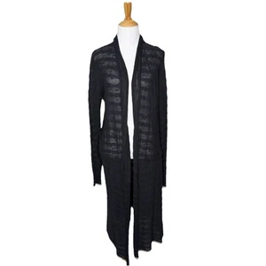 Free People Knit Asymmetrical Open Front Duster Black Charcoal Size XS Womens - Picture 1 of 6