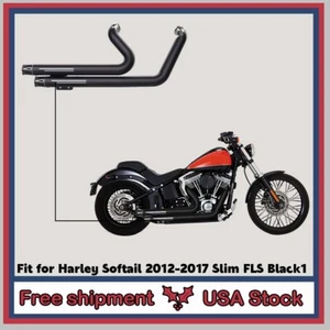 Silenciador de escape apto para Harley Softail 2012-2017 Slim FLS Black1 tubos dobles - Imagen 1 de 8