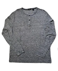 Theory Men's 100% Linen Dark Heathered Gray Long Sleeve Henley Size Xl - Picture 1 of 6