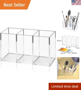 Clear Pencil Cup Organizer - Polished Acrylic Desk Accessory Storage Solution - Picture 1 of 9