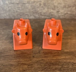 VTG LEGO DUPLO Cows Figures Orange Brown With Black Eyes Horns Collectible Toy - Picture 1 of 6