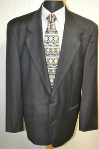 Hugo Boss Men's Super 100 Wool Black 2 Front Button Sports Coat Size 42L - Picture 1 of 11